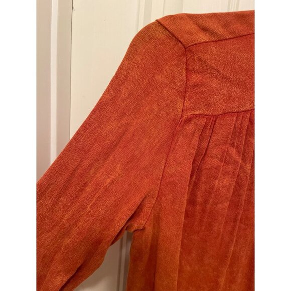 Very J Women's sz S leather look Burnt Orange Long Bell Cuff Sleeve Fall Top - Picture 3 of 11